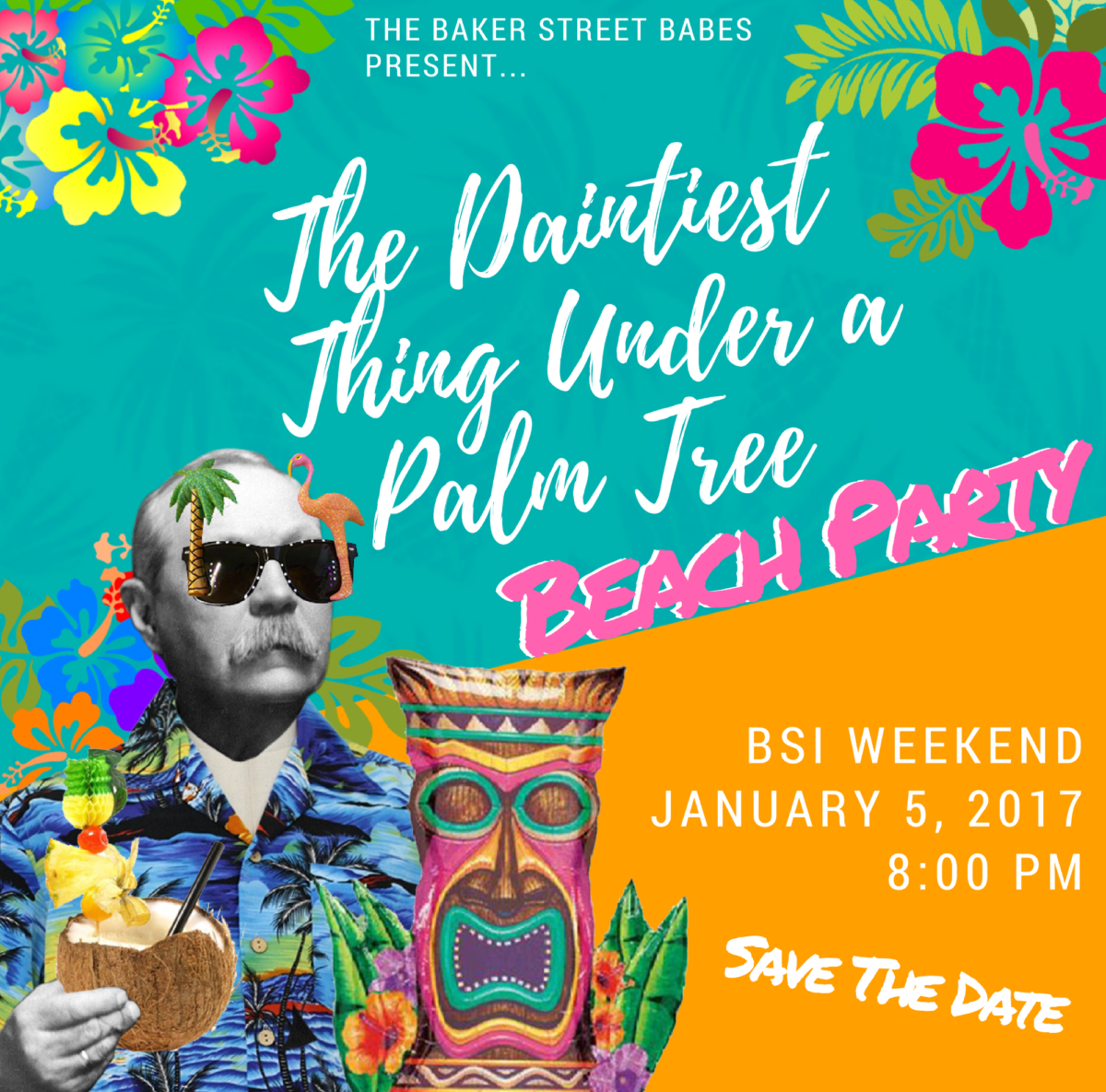 The Daintiest Thing Under A Palm Tree Beach Party - Save the date - The Baker Street Babes - www.bakerstreetbabes.com